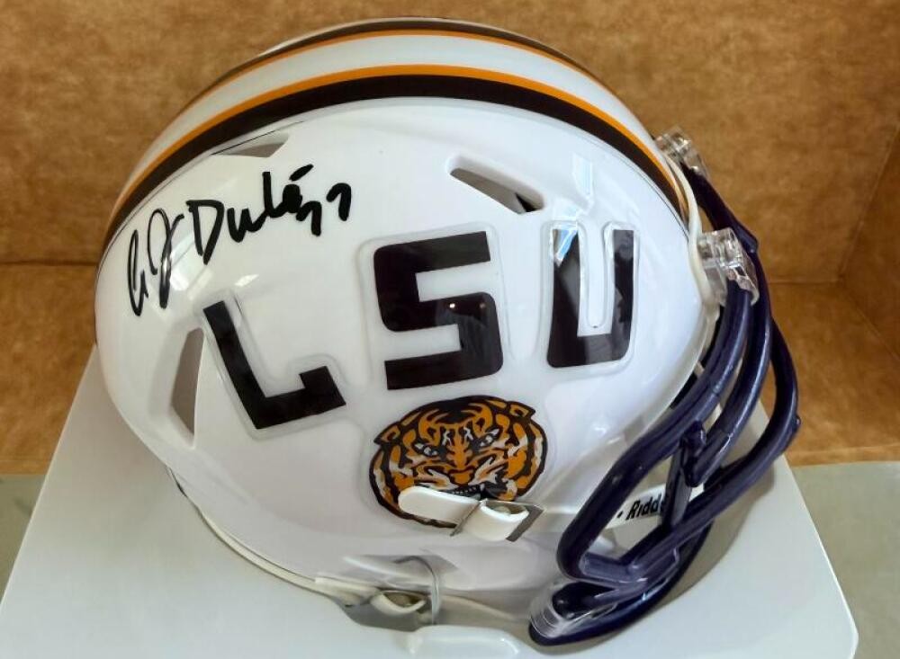 A.J. DUHE LSU SIGNED AUTOGRAPHED MINI HELMET BECKETT