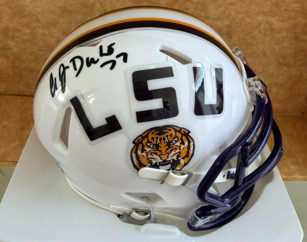 A.J. DUHE LSU SIGNED AUTOGRAPHED MINI HELMET BECKETT