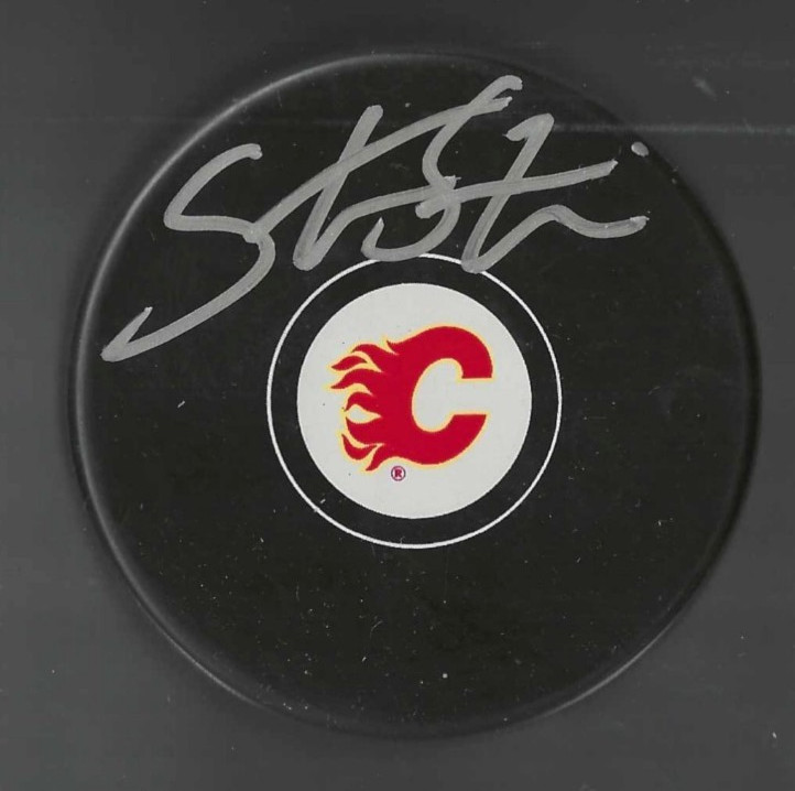Steve Staios Signed Calgary Flames Puck