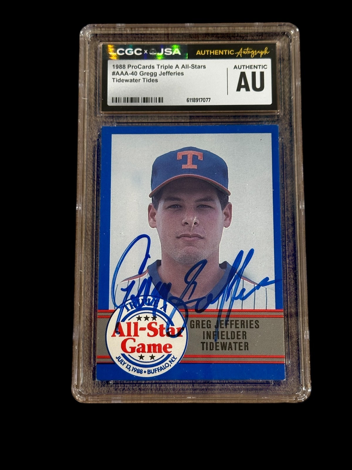 Gregg Jefferies 1988 ProCards AAA Tidewater Mets Signed Autograph Card CGC JSA