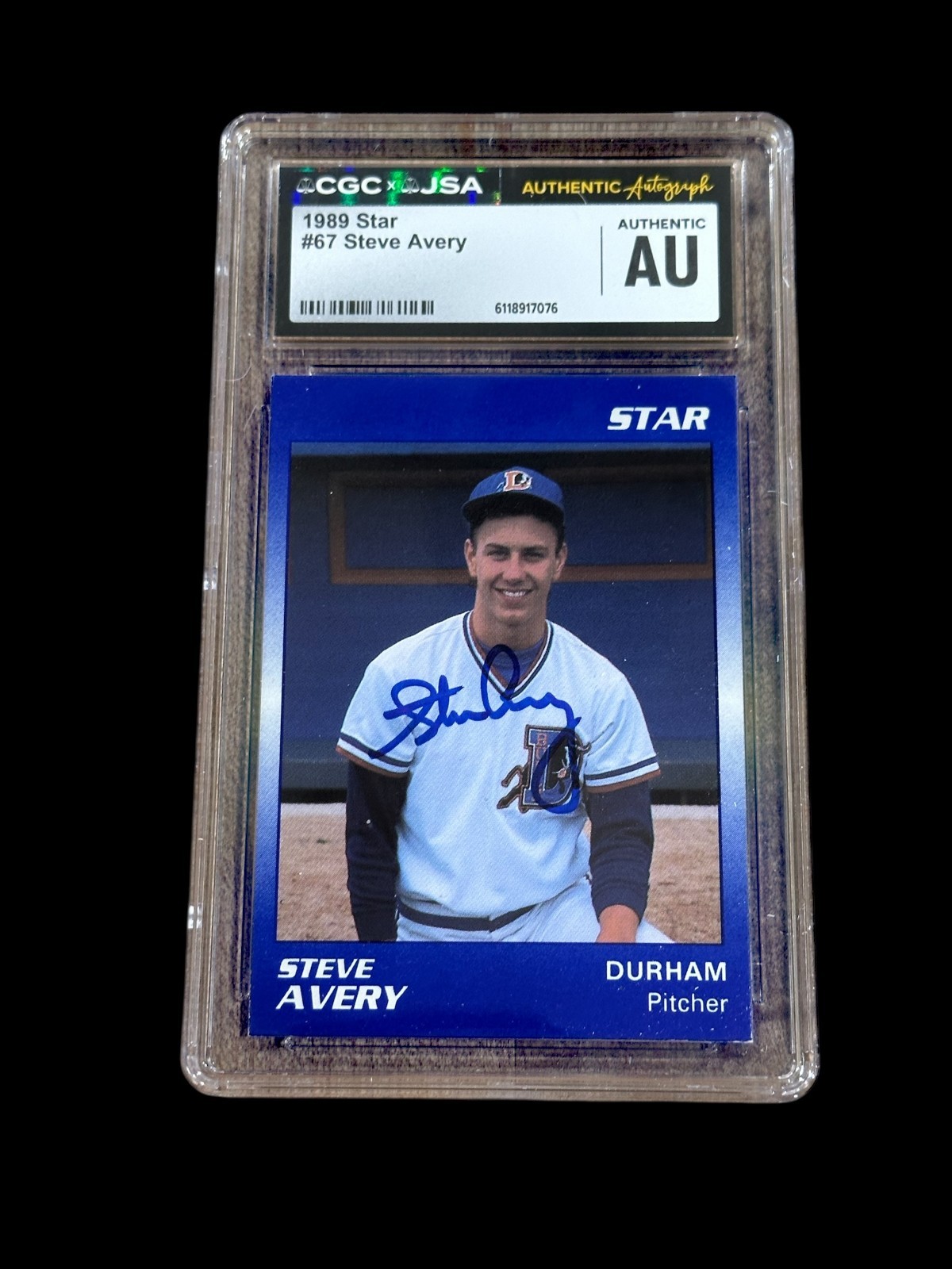 Steve Avery 1989 Star Durham Bulls Atlanta Braves Signed Autograph Card CGC JSA