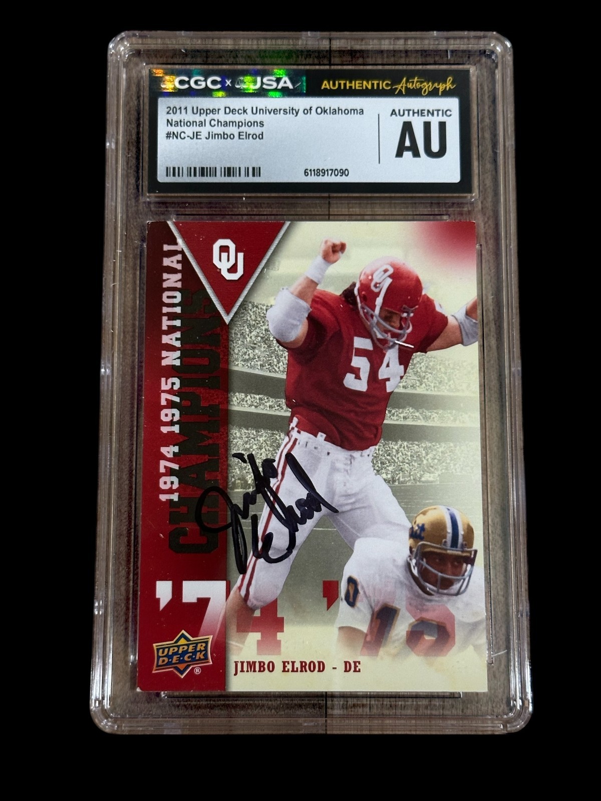 Jimbo Elrod 2011 Upper Deck Oklahoma OU Rare Signed Autograph Card CGC JSA Slab