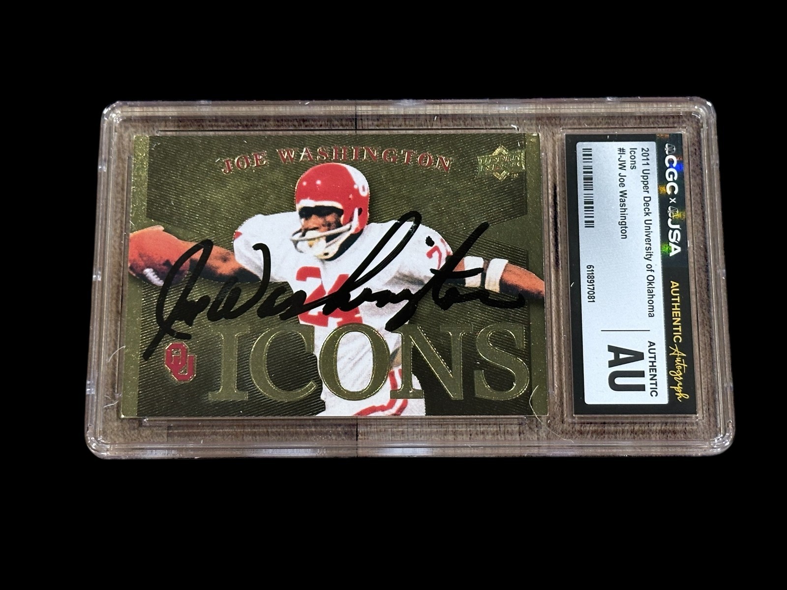 Joe Washington 2011 Upper Deck Oklahoma OU ICONS HOF Signed Autograph CGC JSA