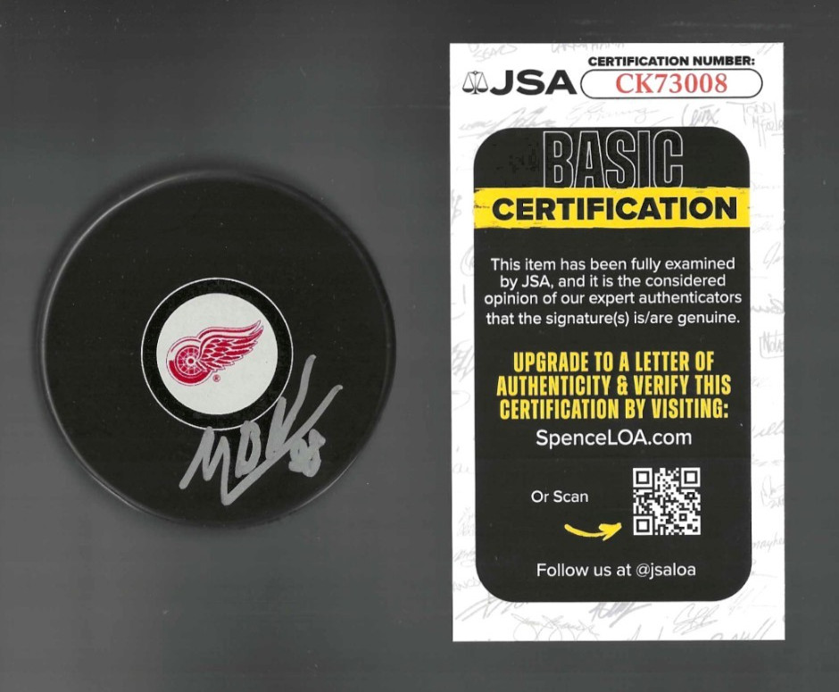 Michael Brandsegg-Nygard Signed Detroit Red Wings Puck JSA COA