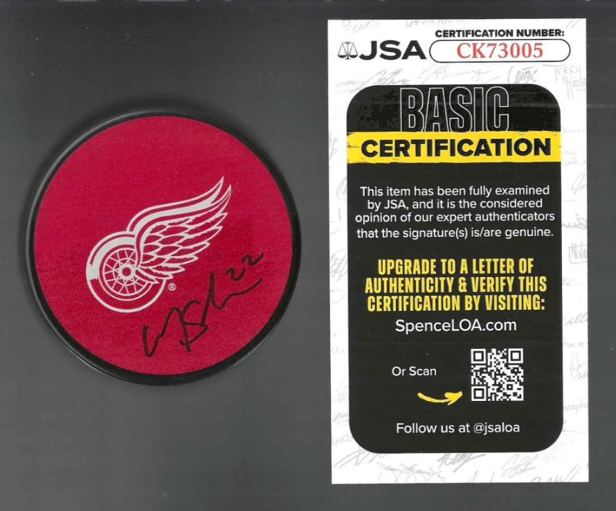 Mason Appleton Signed Detroit Red Wings Souvenir Puck JSA COA