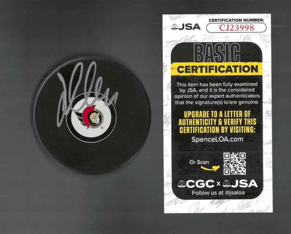 Lars Eller Signed Ottawa Senators Puck JSA COA