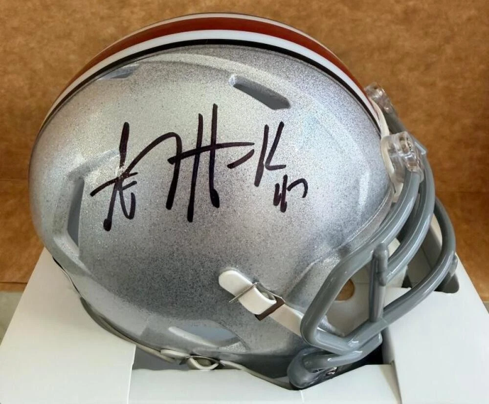 AJ HAWK #47 OHIO STATE BUCKEYES SIGNED MINI HELMET BECKETT AUTH