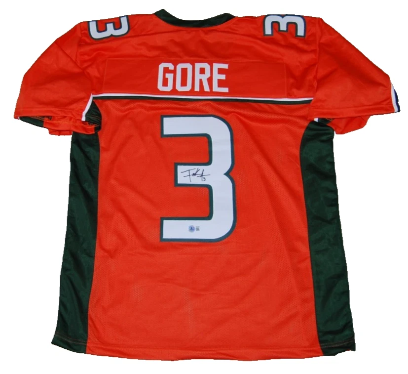 FRANK GORE signed (MIAMI HURRICANES) #3 football jersey BECKETT BAS BW61049