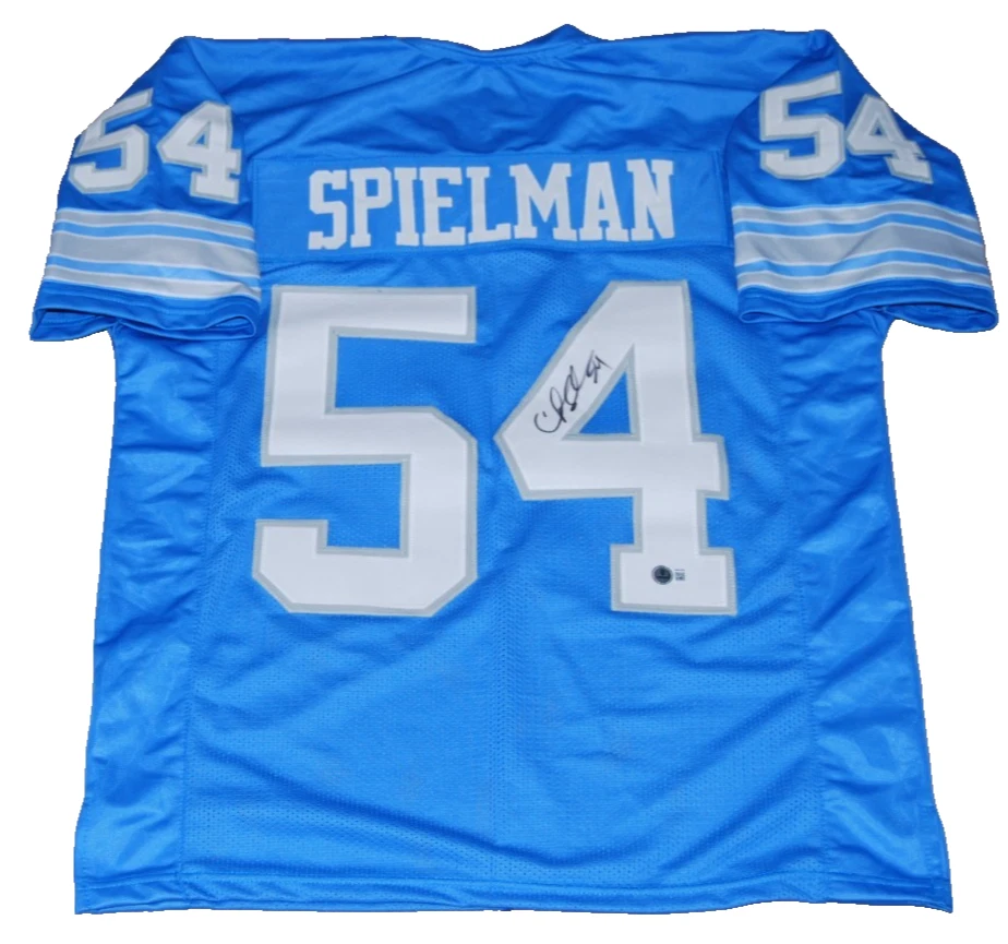 CHRIS SPIELMAN signed (DETROIT LIONS) custom football jersey BECKETT BAS BW61029