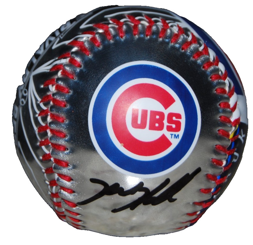 KYLE HENDRICKS signed (CHICAGO CUBS) Rivalry Series Logo baseball JSA CL06510