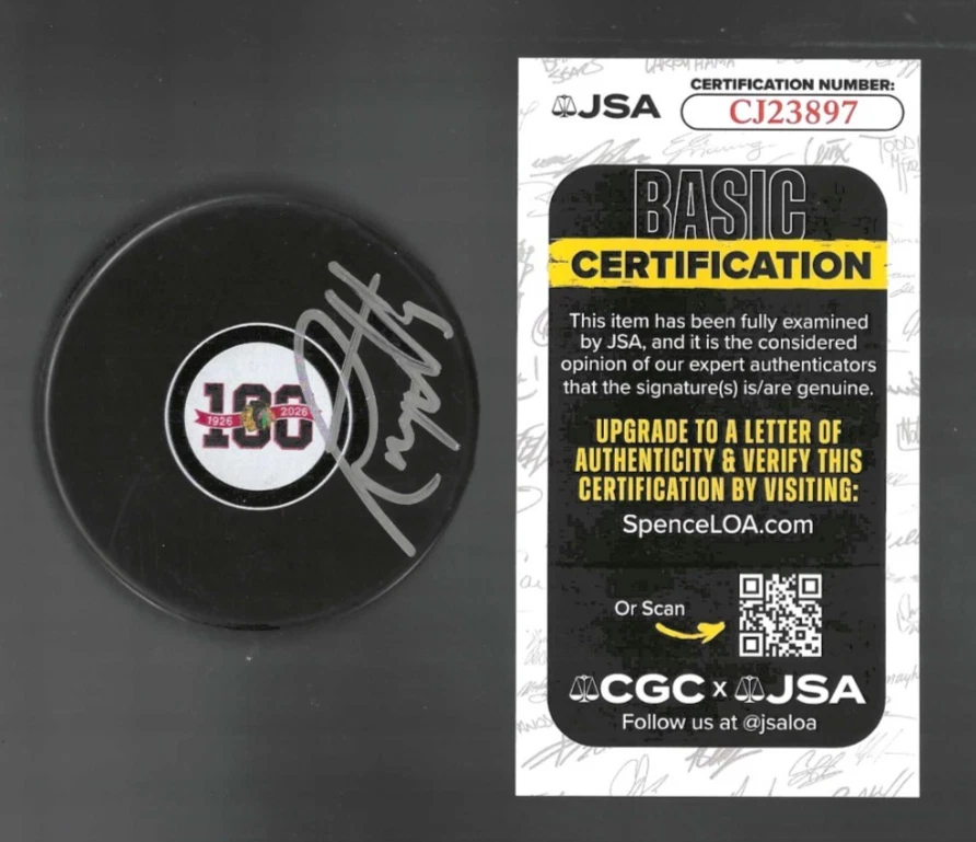 Rob Tallas Signed Chicago Blackhawks Centennial 100th Puck JSA COA