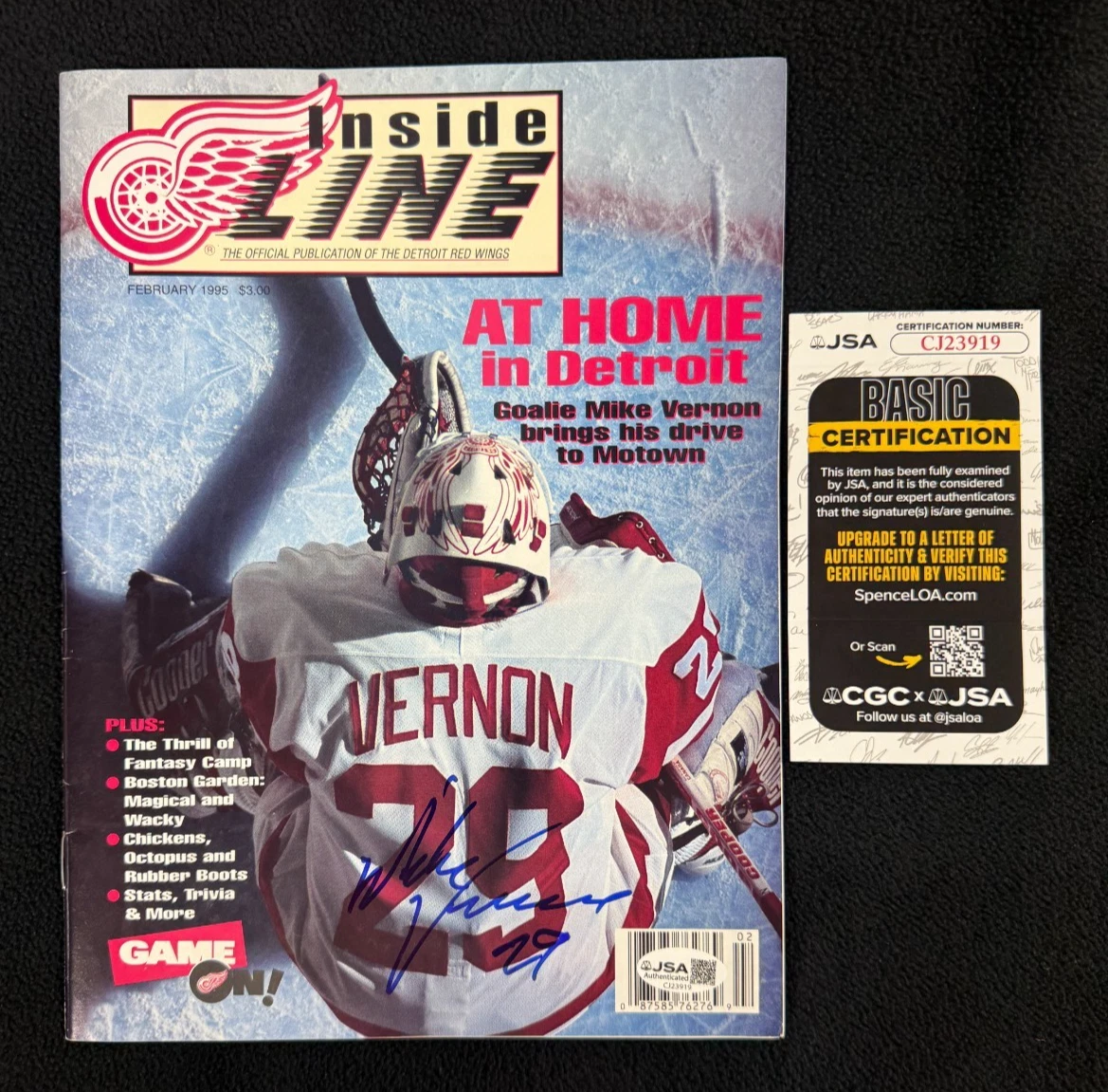Mike Vernon Signed Detroit Red Wings Inside Line Magazine JSA COA
