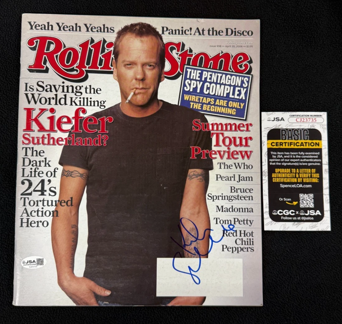 Kiefer Sutherland Signed 24 Rolling Stone Magazine JSA COA