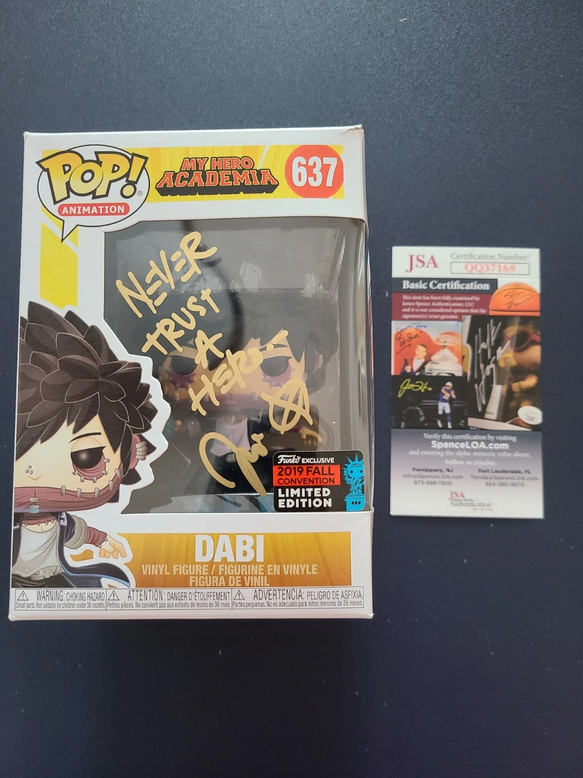 JASON LIEBRECHT signed #637 MY HERO ACADEMIA DABI Funko Pop Figure JSA