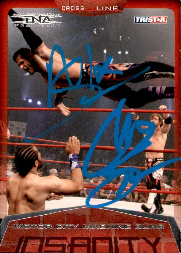 Motor City Machine Guns Signed 2008 TriStar TNA Card #2 Alex Shelley & Sabin