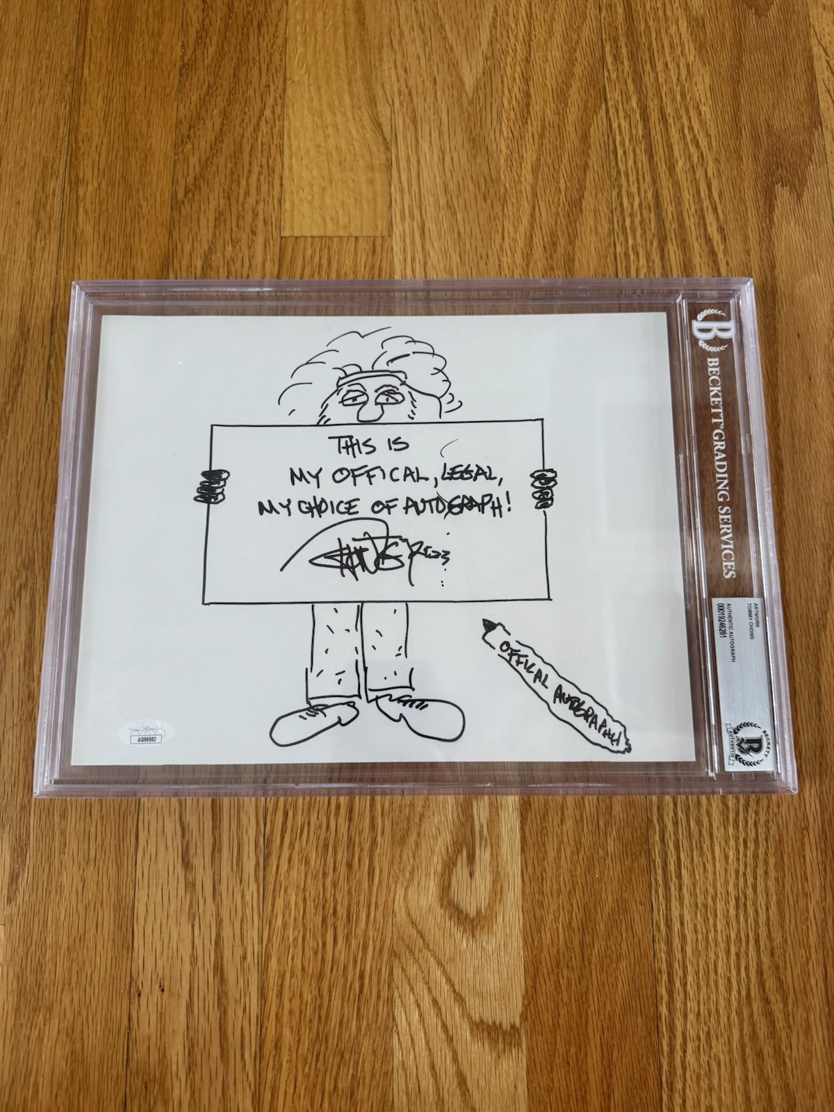 Awesome Tommy Chong Self Portrait Drawing Artwork Beckett Slab BAS