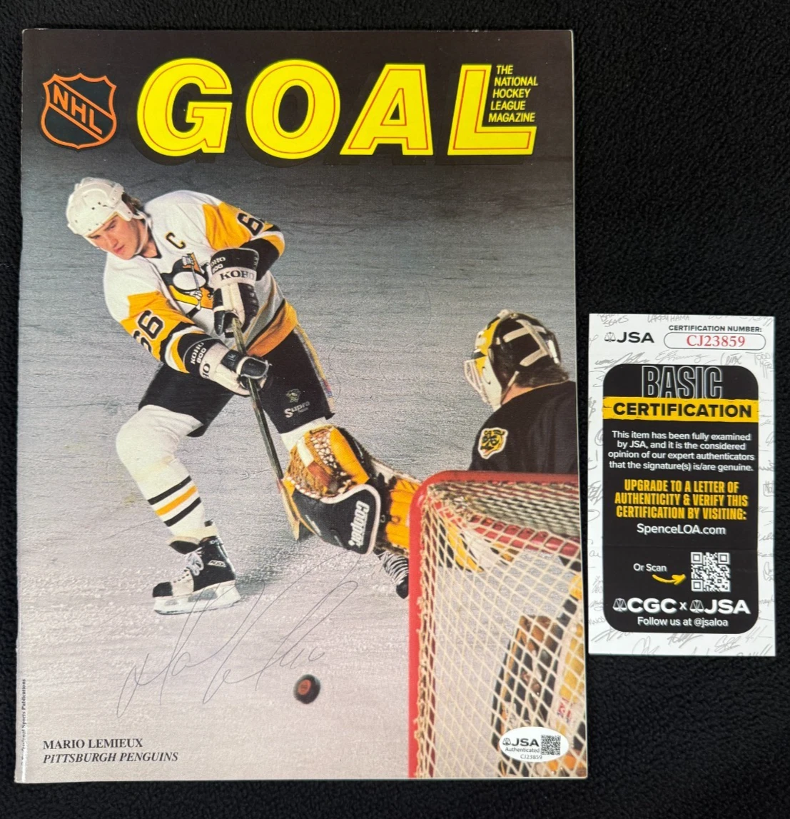 Mario Lemieux Signed Pittsburgh Penguins GOAL Magazine JSA COA