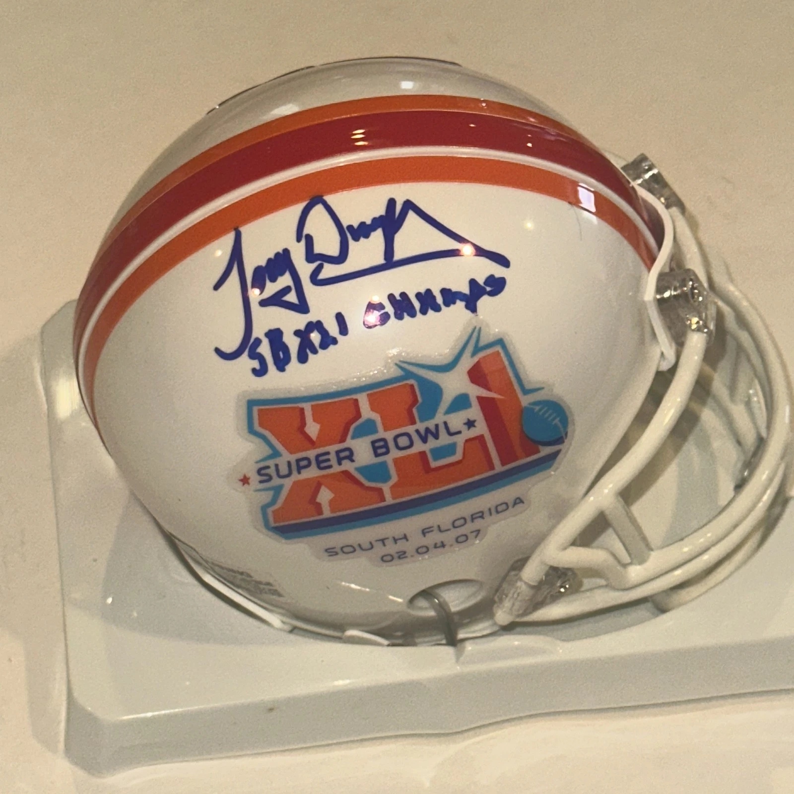 TONY DUNGY (Colts) Signed SUPER BOWL XLI VSR4 Mini-helmet Beckett (BAS) w/ Insc