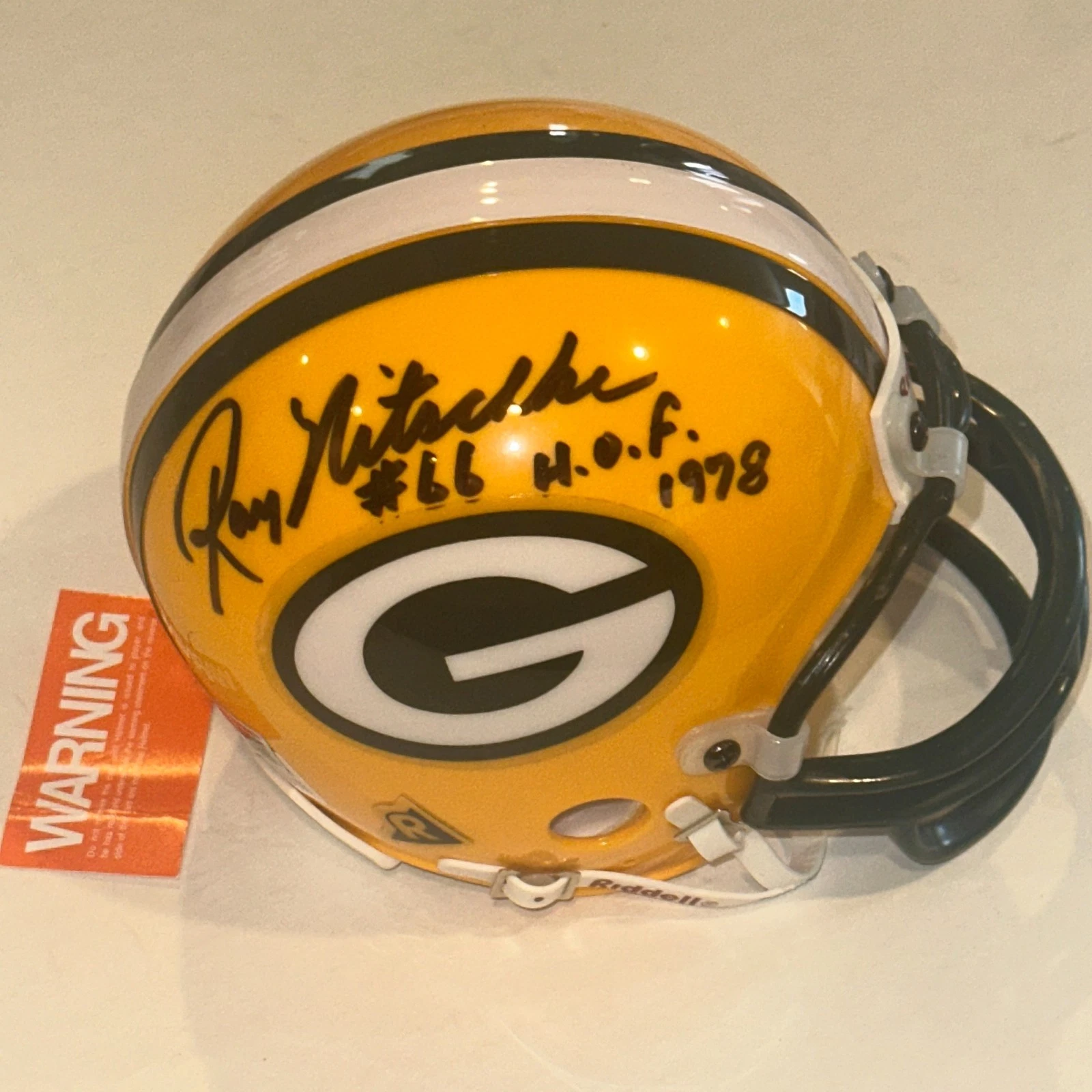 RAY NITSCHKE Signed Green Bay PACKERS Replica Mini-helmet Beckett (BAS) w/ HOF