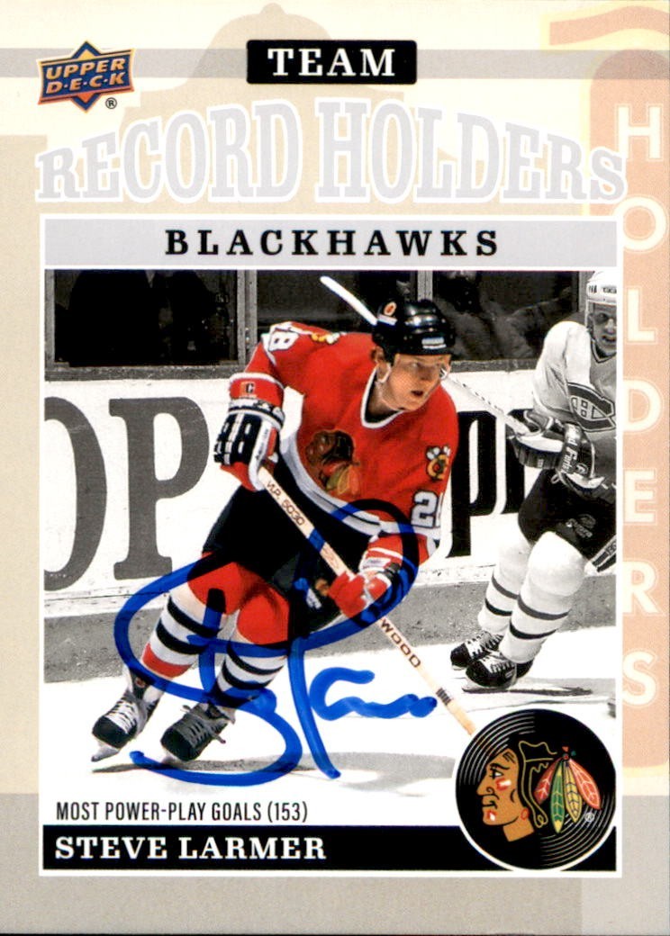 Steve Larmer Signed 2025/26 Upper Deck Blackhawks Centennial Record Card #182