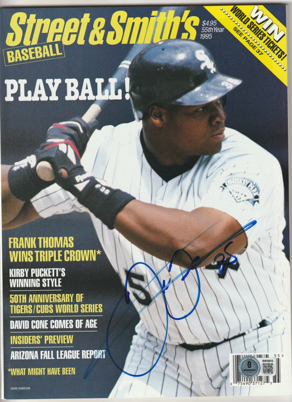 FRANK THOMAS Signed 1995 STREET & SMITH'S BASEBALL Magazine (NO Label) BAS
