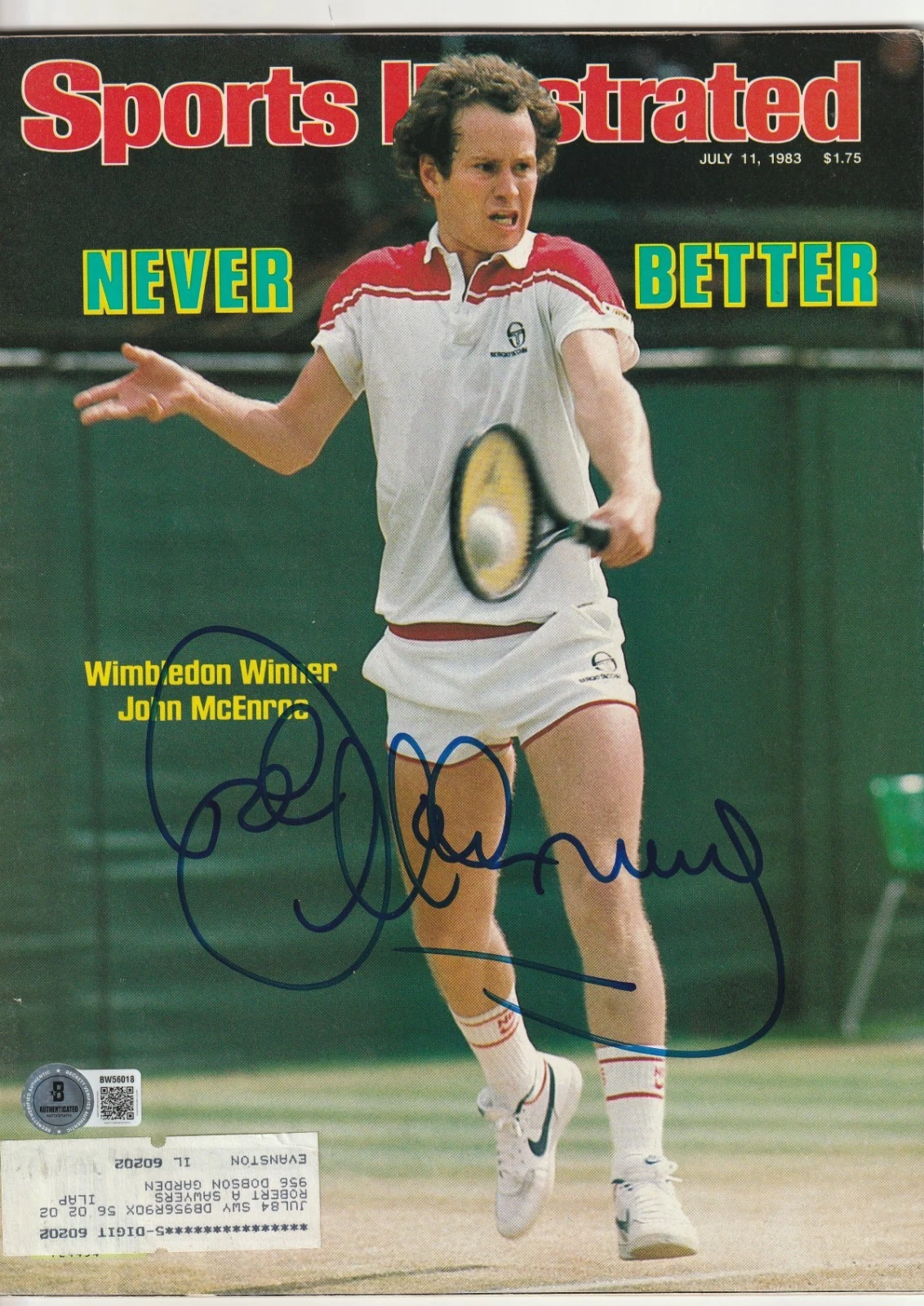 JOHN McENROE Signed 7/11/83 SPORTS ILLUSTRATED Magazine Beckett (BAS)