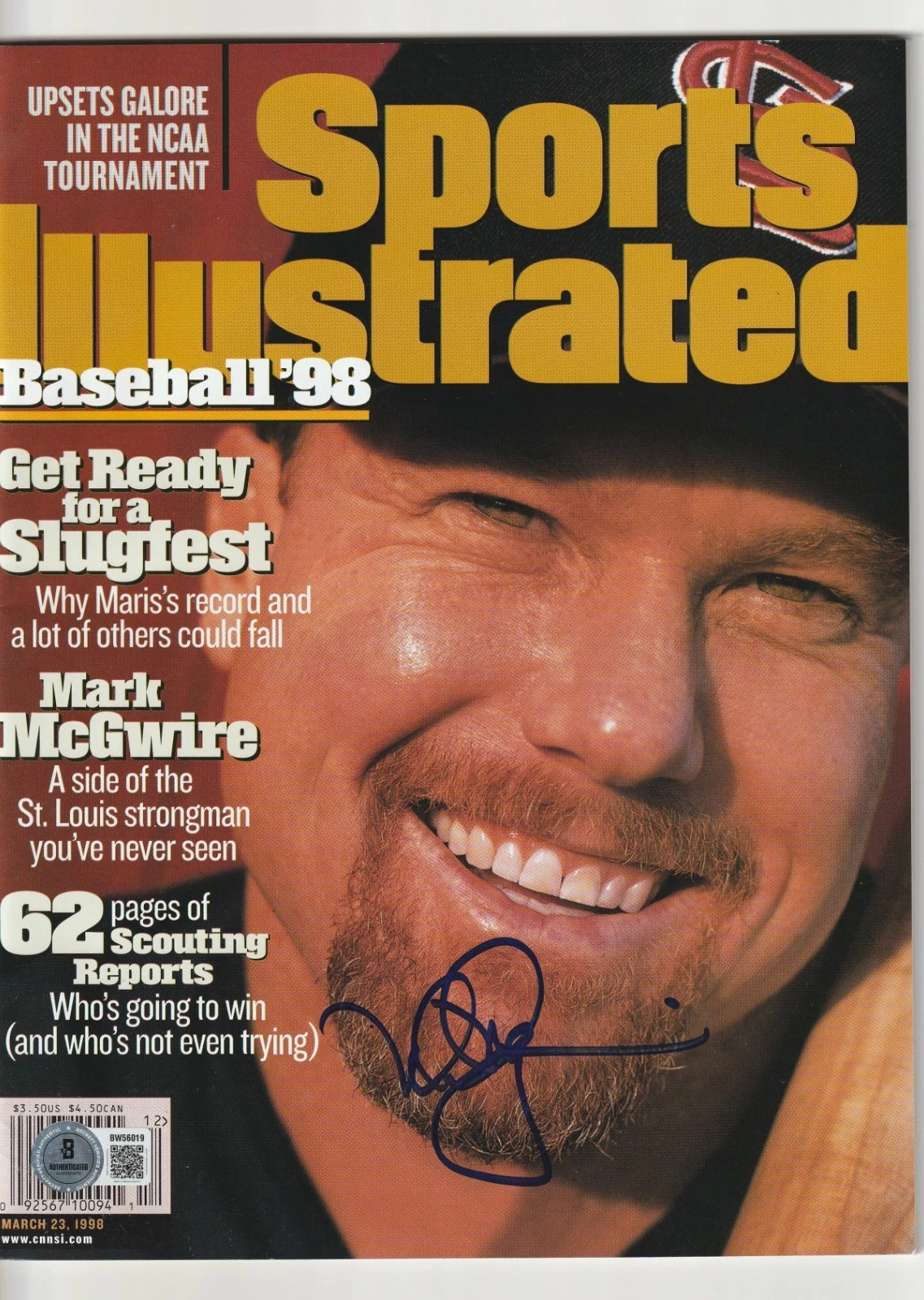 MARK McGWIRE Signed 3/23/98 SPORTS ILLUSTRATED Magazine (NO Label) BAS