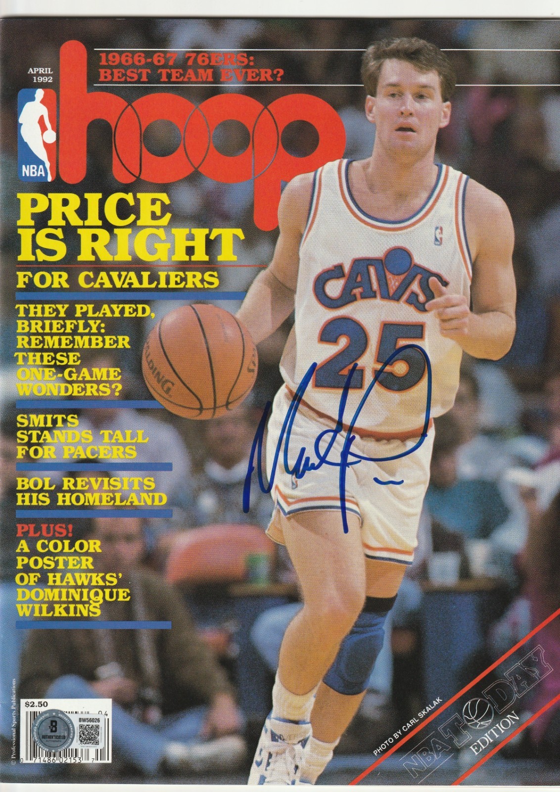 MARK PRICE Signed April 1992 HOOP Magazine (NO Label) Beckett BAS