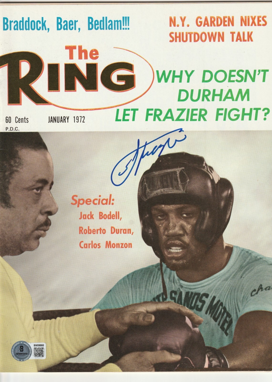 JOE FRAZIER Signed Jan 1972 The RING Magazine Beckett BAS