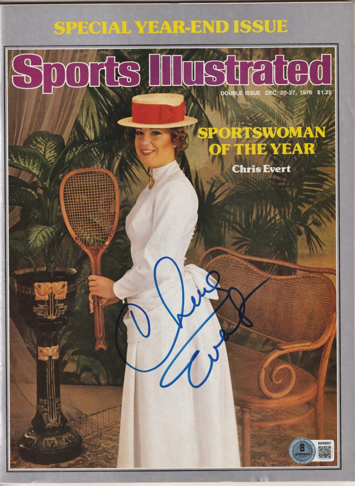CHRIS EVERT Signed 12/20/76 SPORTS ILLUSTRATED Magazine Beckett (BAS)