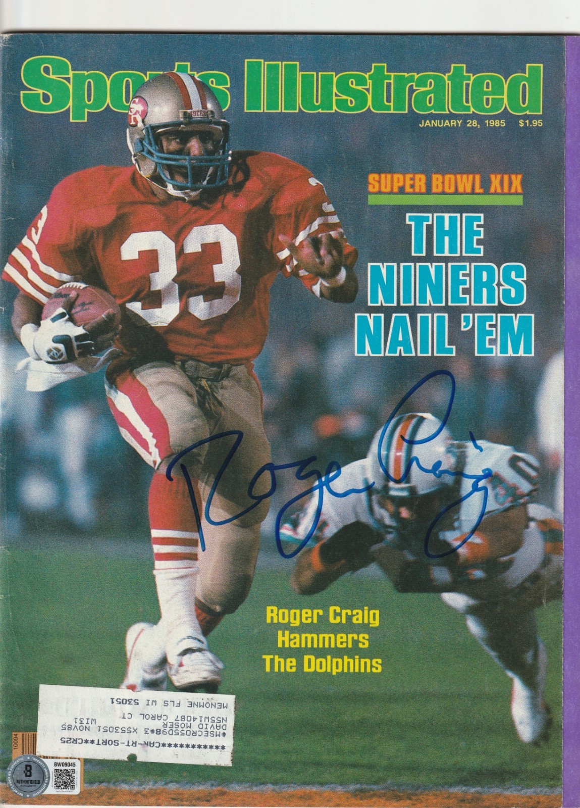 ROGER CRAIG Signed 1/28/85 SPORTS ILLUSTRATED Magazine Beckett (BAS)