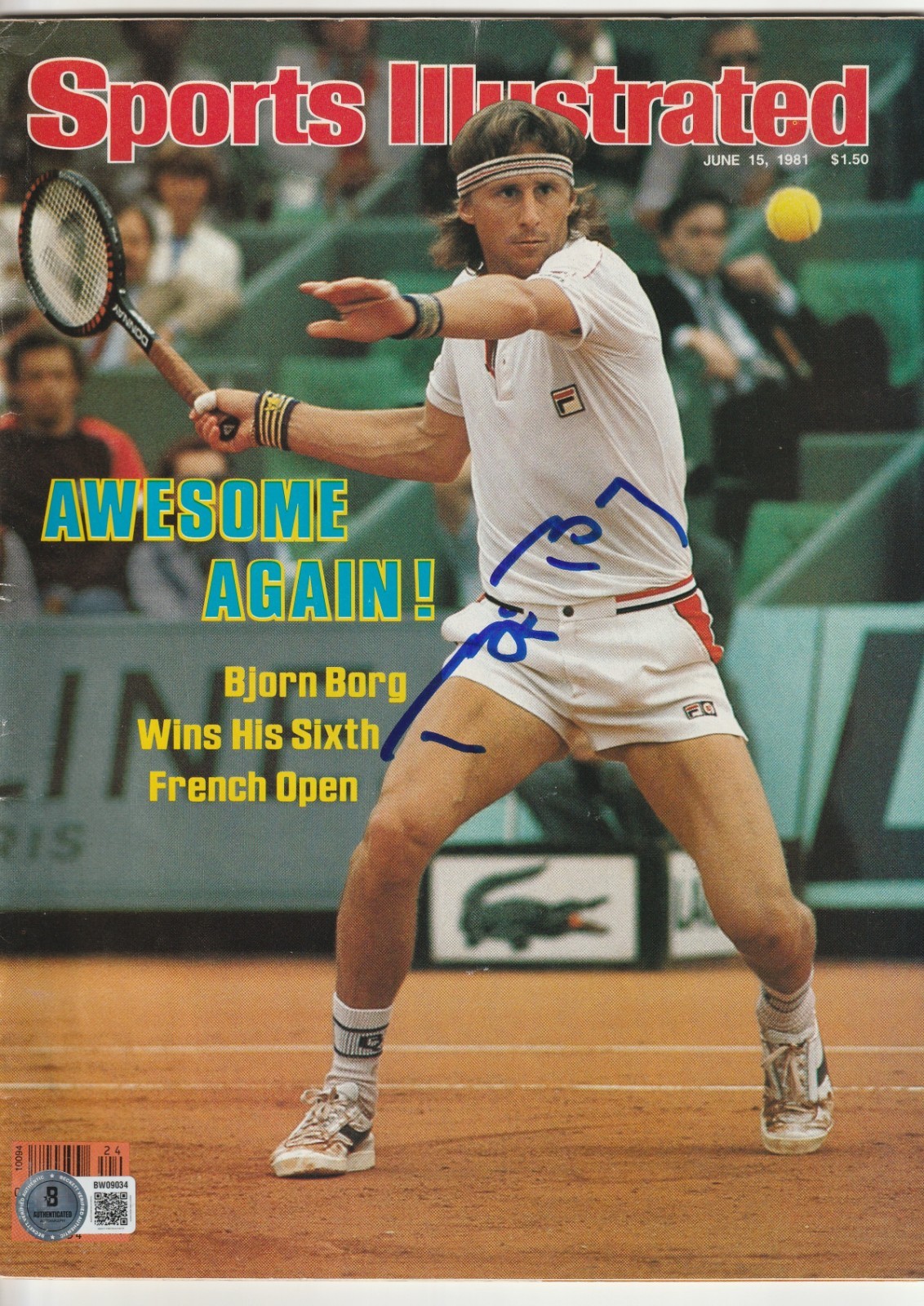 BJORN BORG Signed 6/15/81 SPORTS ILLUSTRATED Magazine Beckett (BAS)