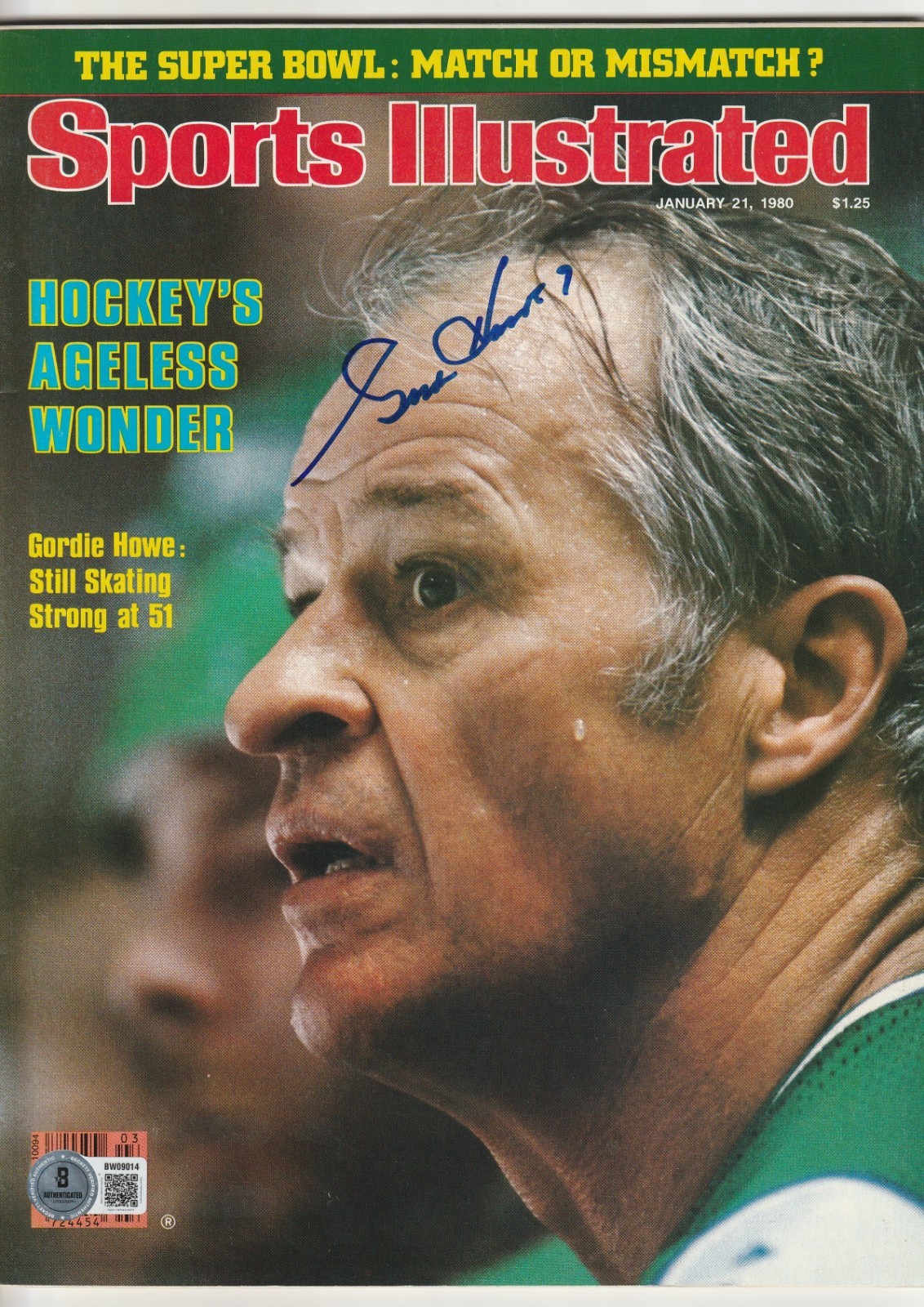 GORDIE HOWE Signed 1/21/80 SPORTS ILLUSTRATED Magazine Beckett (BAS)