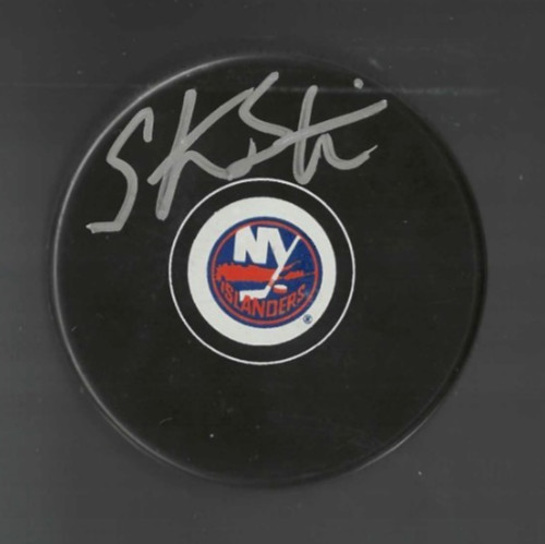 Steve Staios Signed New York Islanders Puck