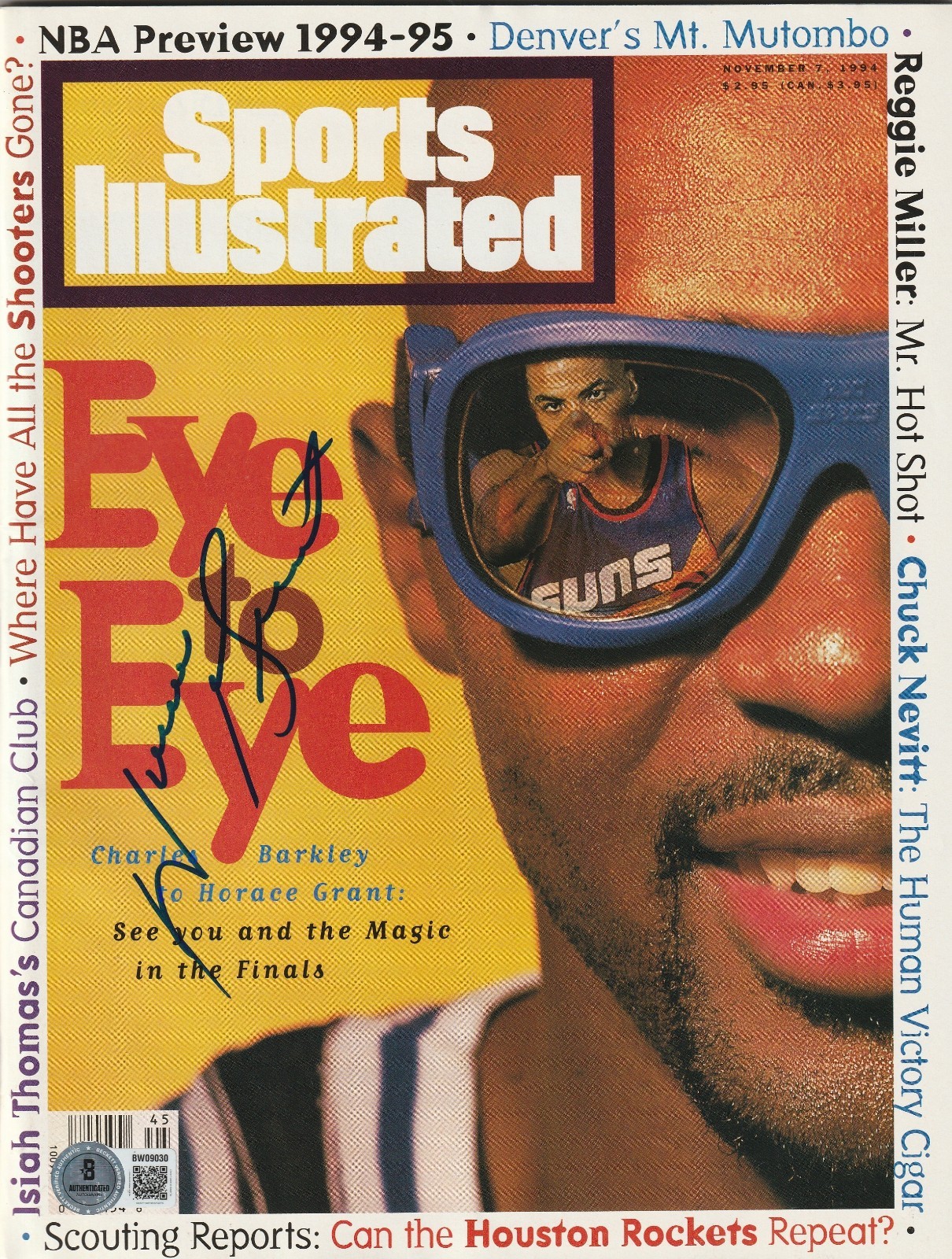 HORACE GRANT Signed 11/7/94 SPORTS ILLUSTRATED Magazine (NO Label) BAS