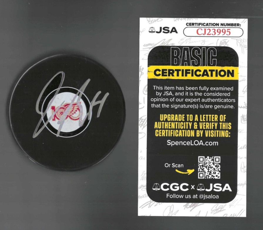 James Reimer Signed Detroit Red Wings Centennial 100th Puck JSA COA