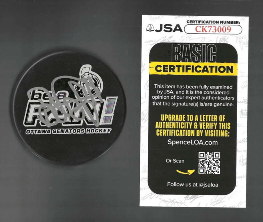 Daniel Alfredsson Signed Ottawa Senators Souvenir Puck JSA COA