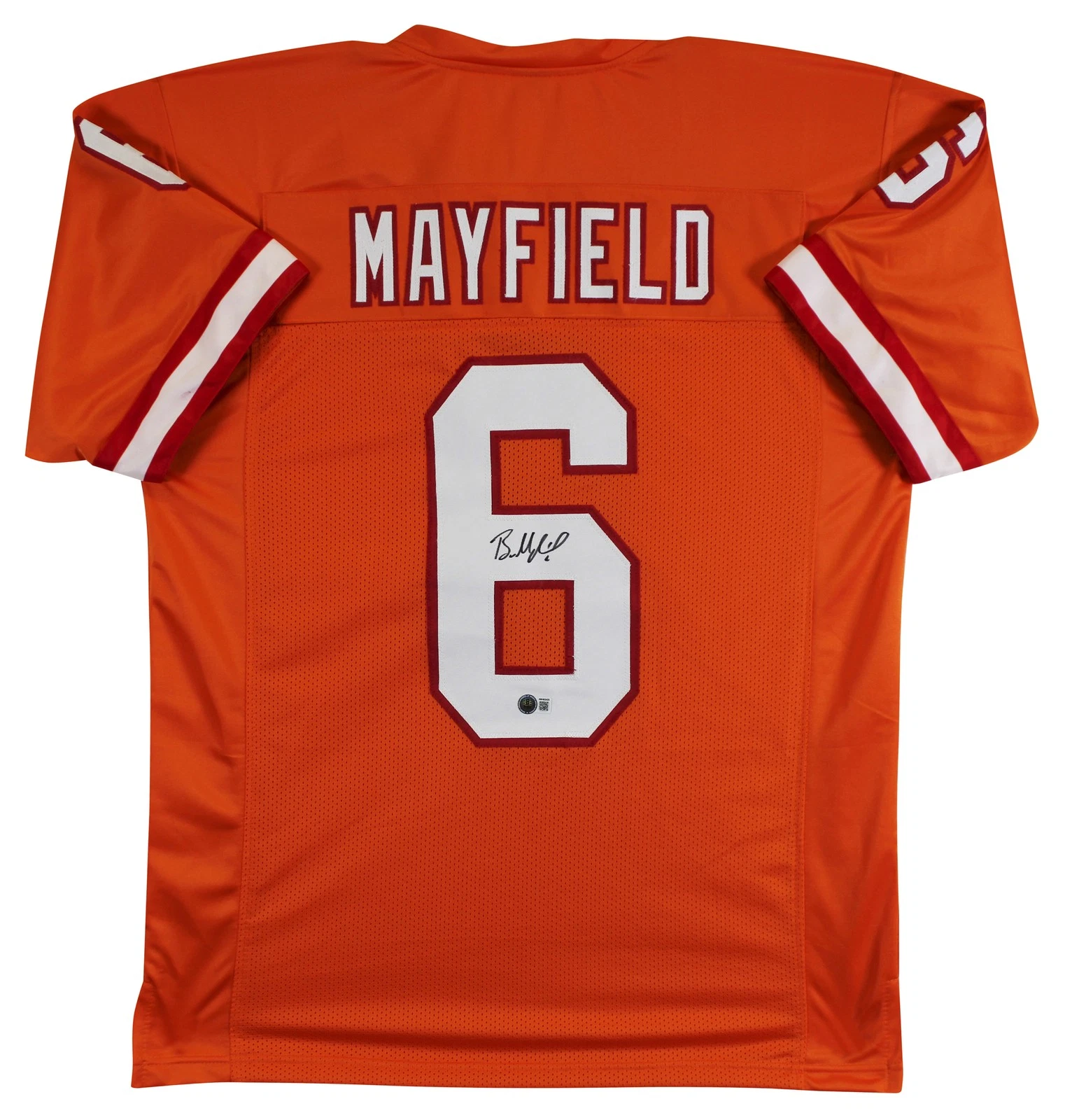 Baker Mayfield Authentic Signed Orange Throwback Pro Style Jersey BAS Witnessed