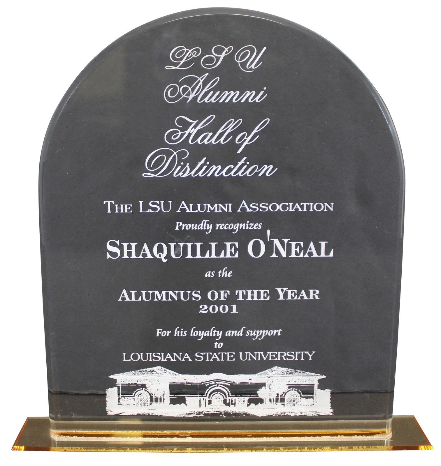 LSU Shaquille O'Neal 12 Inch 2001 LSU Alumnus of the Year Trophy Un-signed