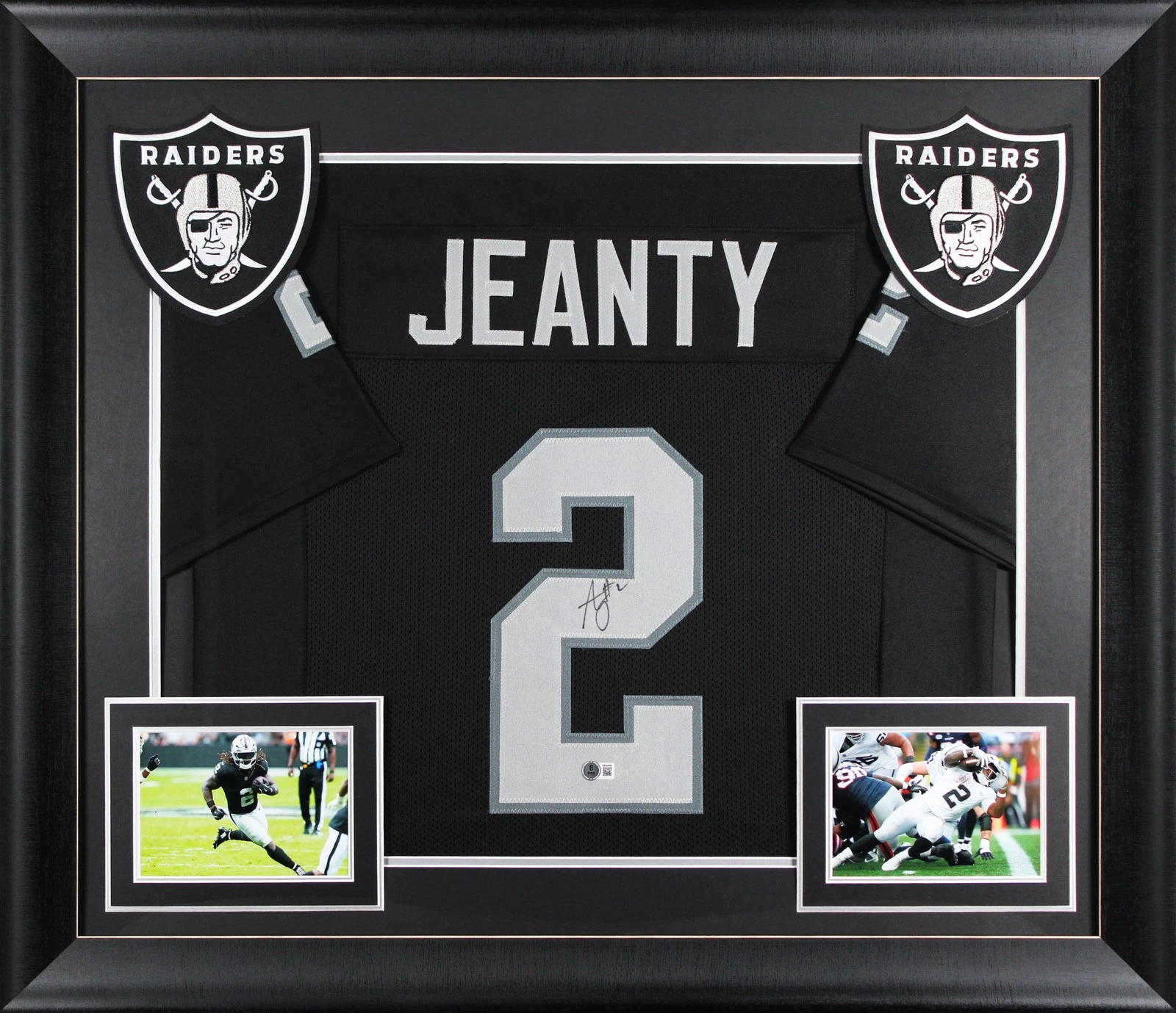 Ashton Jeanty Authentic Signed Black Pro Style Framed Jersey BAS Witnessed 2