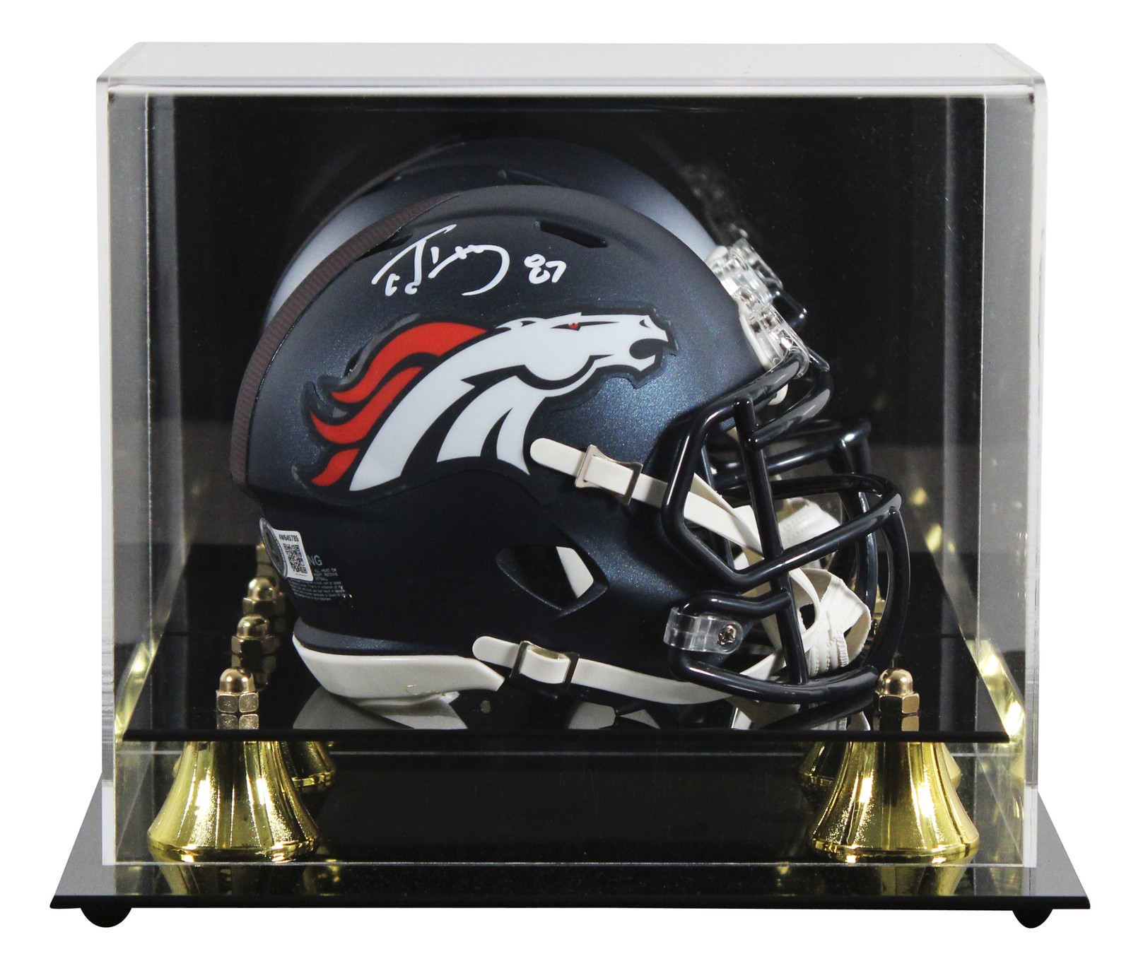 Broncos Ed McCaffrey Authentic Signed Speed Mini Helmet W/ Case BAS Witnessed 2