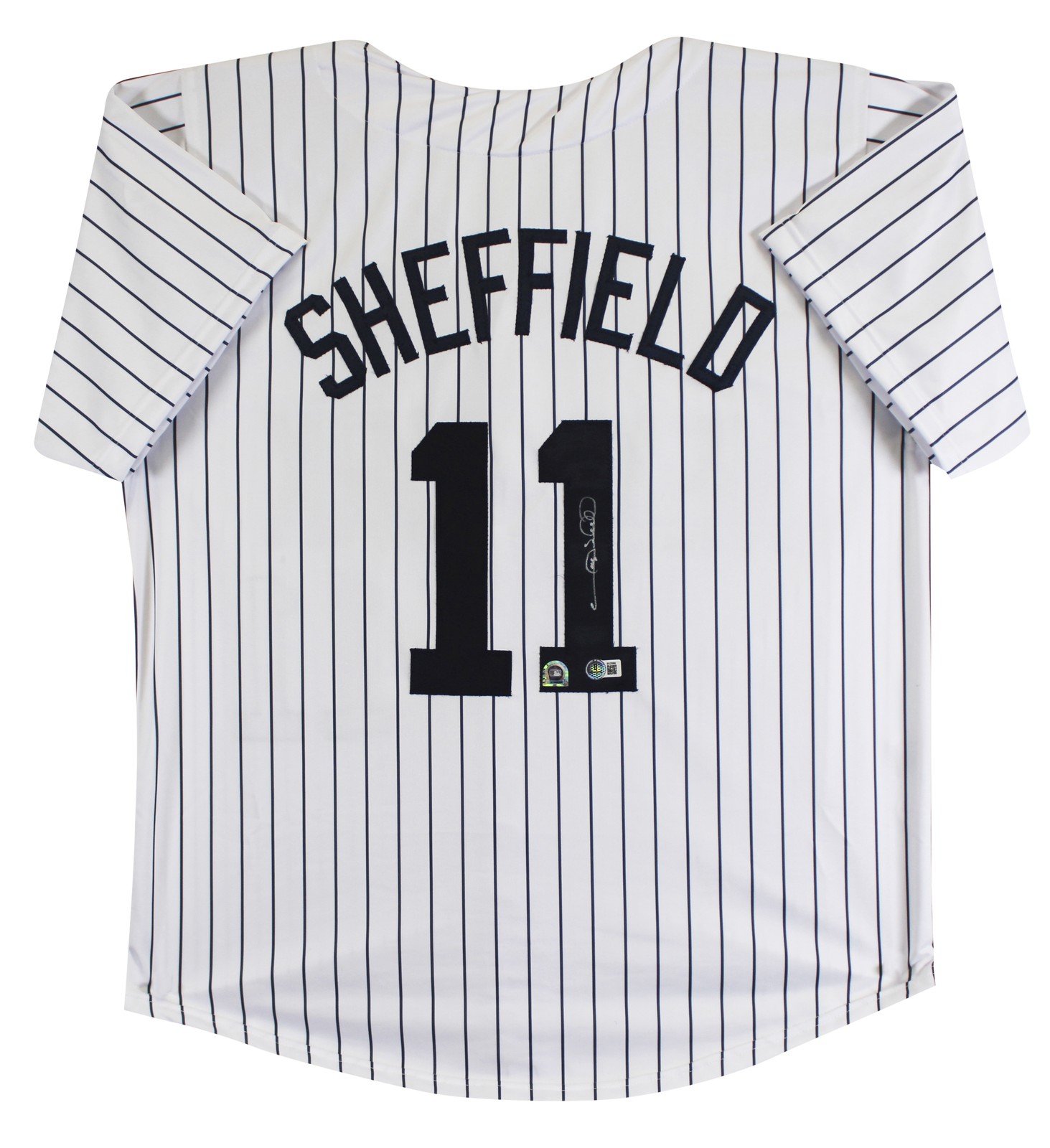 Gary Sheffield Authentic Signed White Pinstripe Pro Style Jersey Autographed BAS