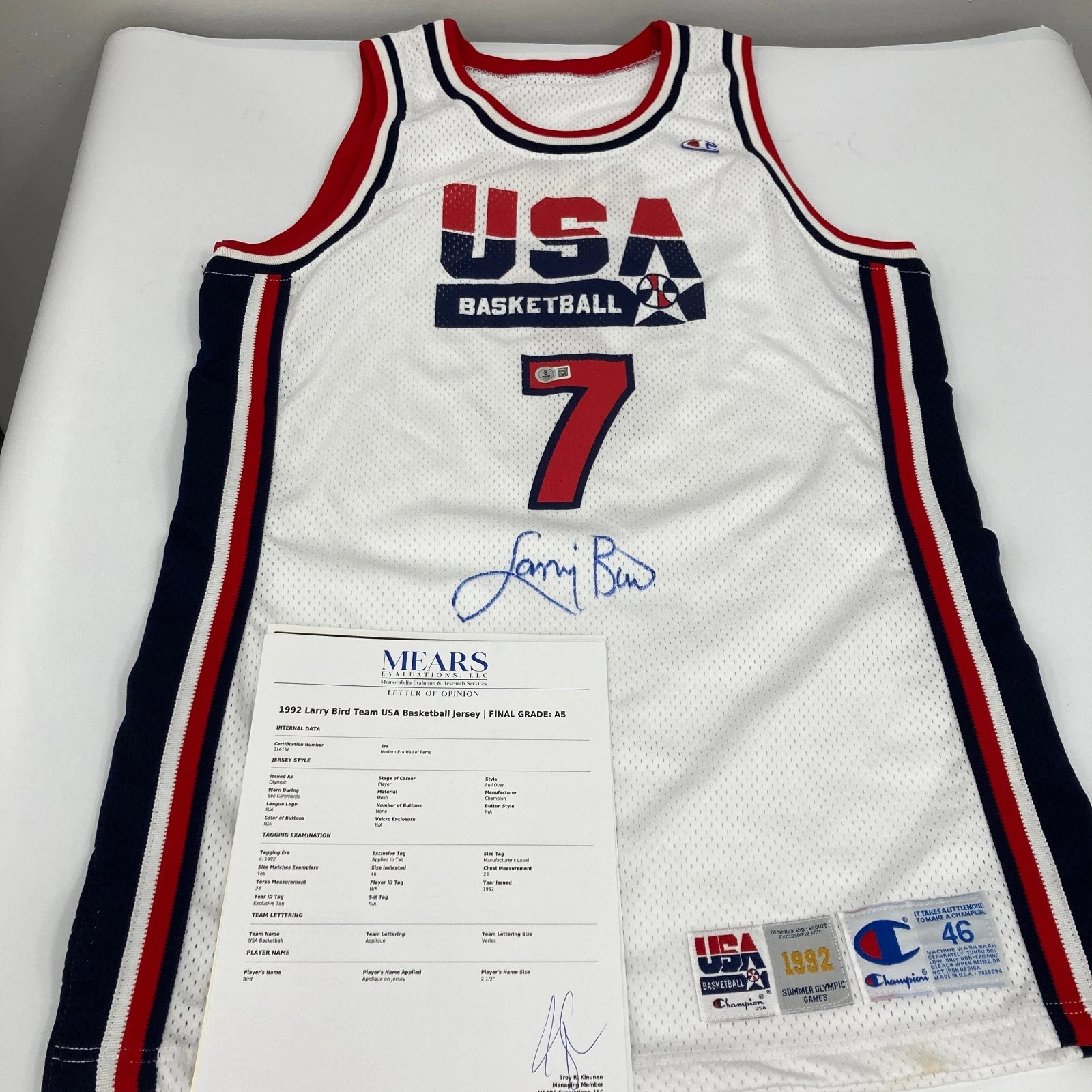 Larry Bird Game Used Signed 1992 Olympics Team USA Jersey MEARS COA & Beckett