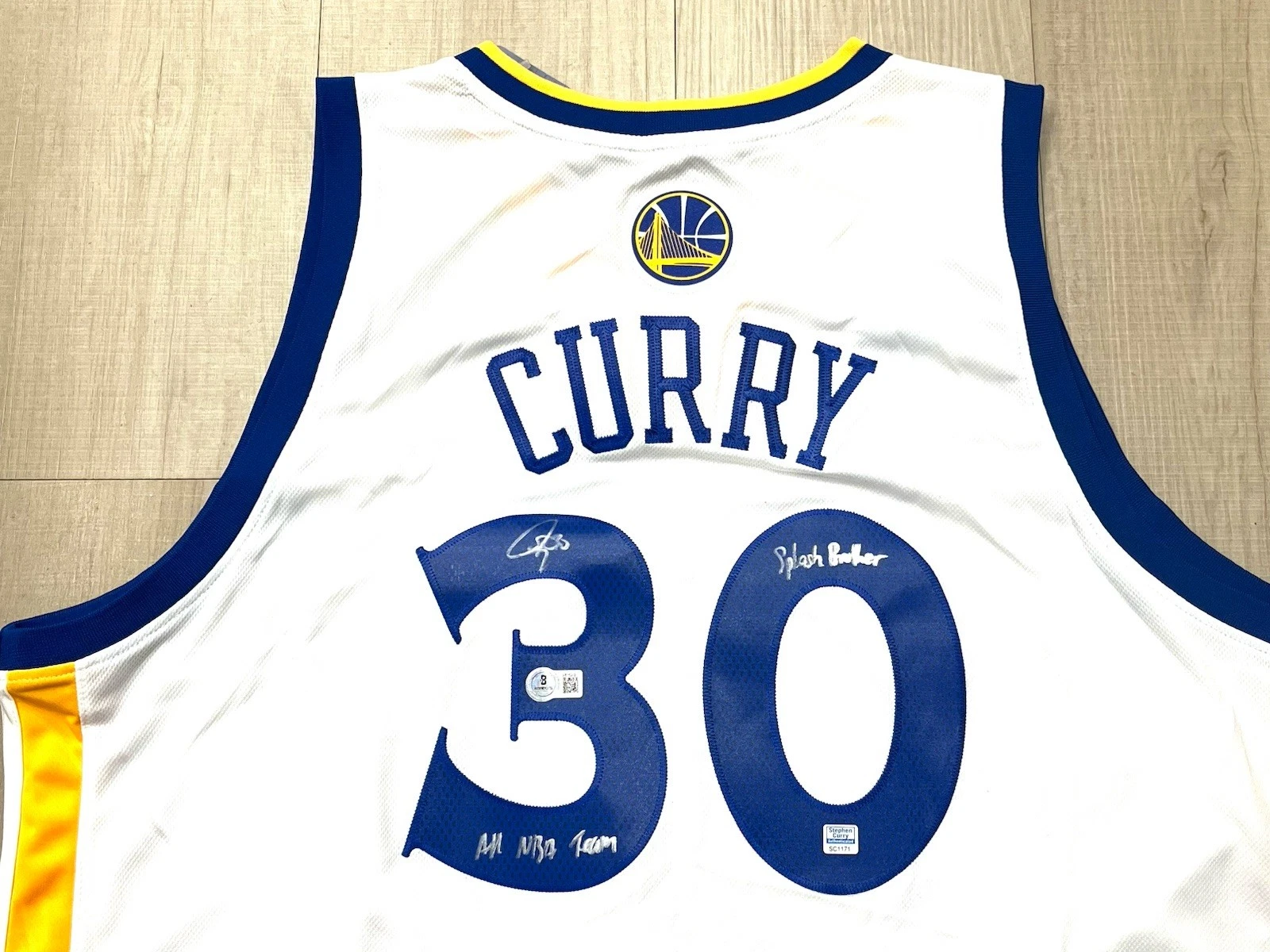 Stephen Curry Hand Signed Warriors NBA Jersey Splash Bros USASM BAS Certified