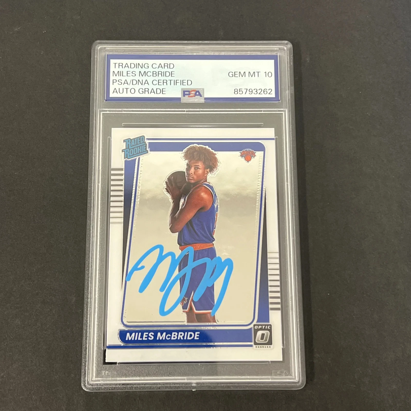 MIles McBride 2021 Panini Donruss optic basketball #174 Signed Card PSA Auto 10