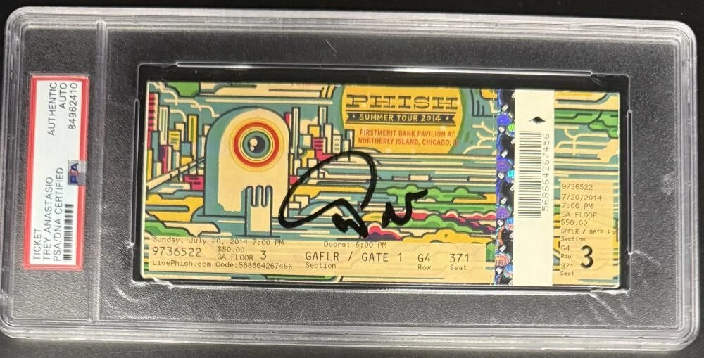 Trey Anastasio Phish Signed Autograph PTBM Summer 2014 Ticket PSA/DNA Slab COA