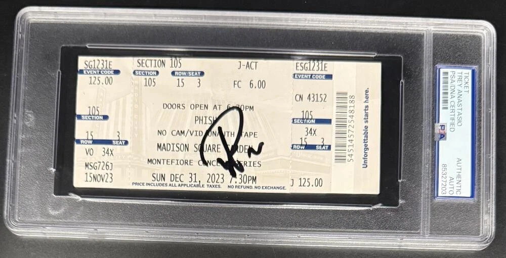 Trey Anastasio Phish Signed Autograph New Years 2023 Ticket PSA/DNA GameHendge