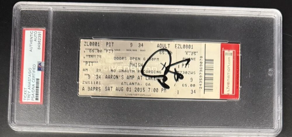 Trey Anastasio Phish Signed Autograph Atlanta 2015 Slabbed Ticket PSA/DNA COA