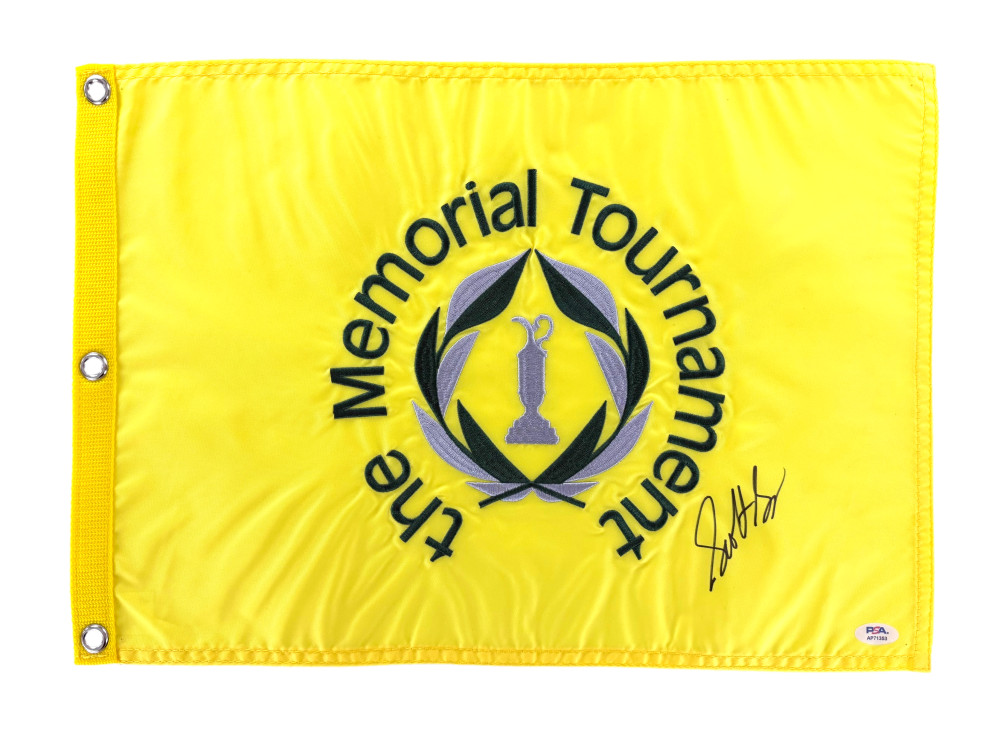 Scottie Scheffler Signed Autograph Memorial Tournament Golf Pin Flag w/ PSA COA