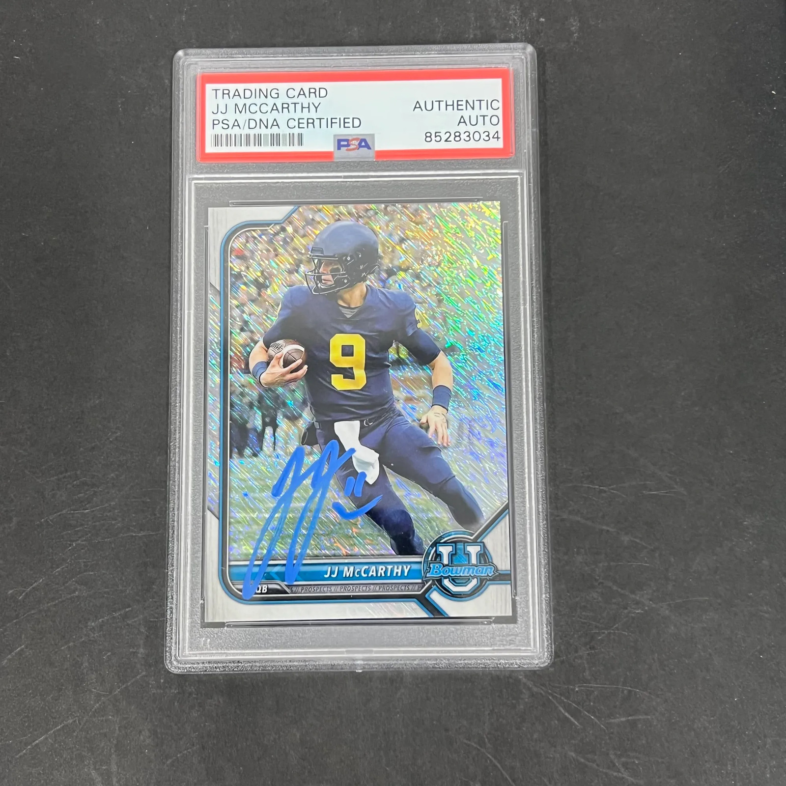 JJ McCarthy 2022 Topps Bowman University#79 Signed Card PSA Autographed